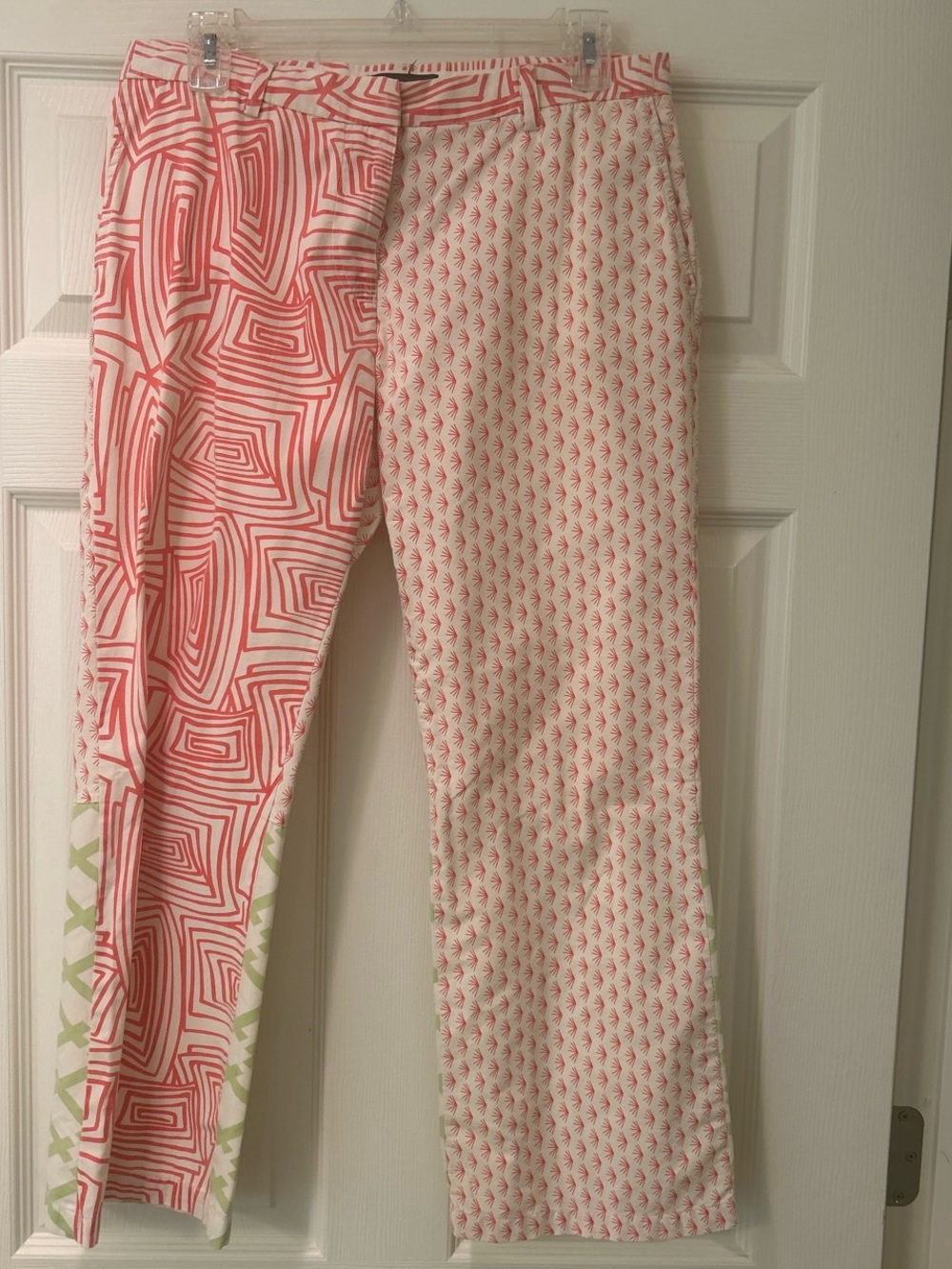 Custo Barcelona Coral and White Mixed-Print Pants